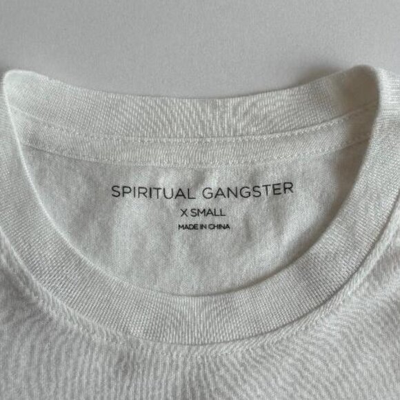 Spiritual Gangster White Embroidered Hearts Raw Edge Crop Tank Top - Picture 3 of 6